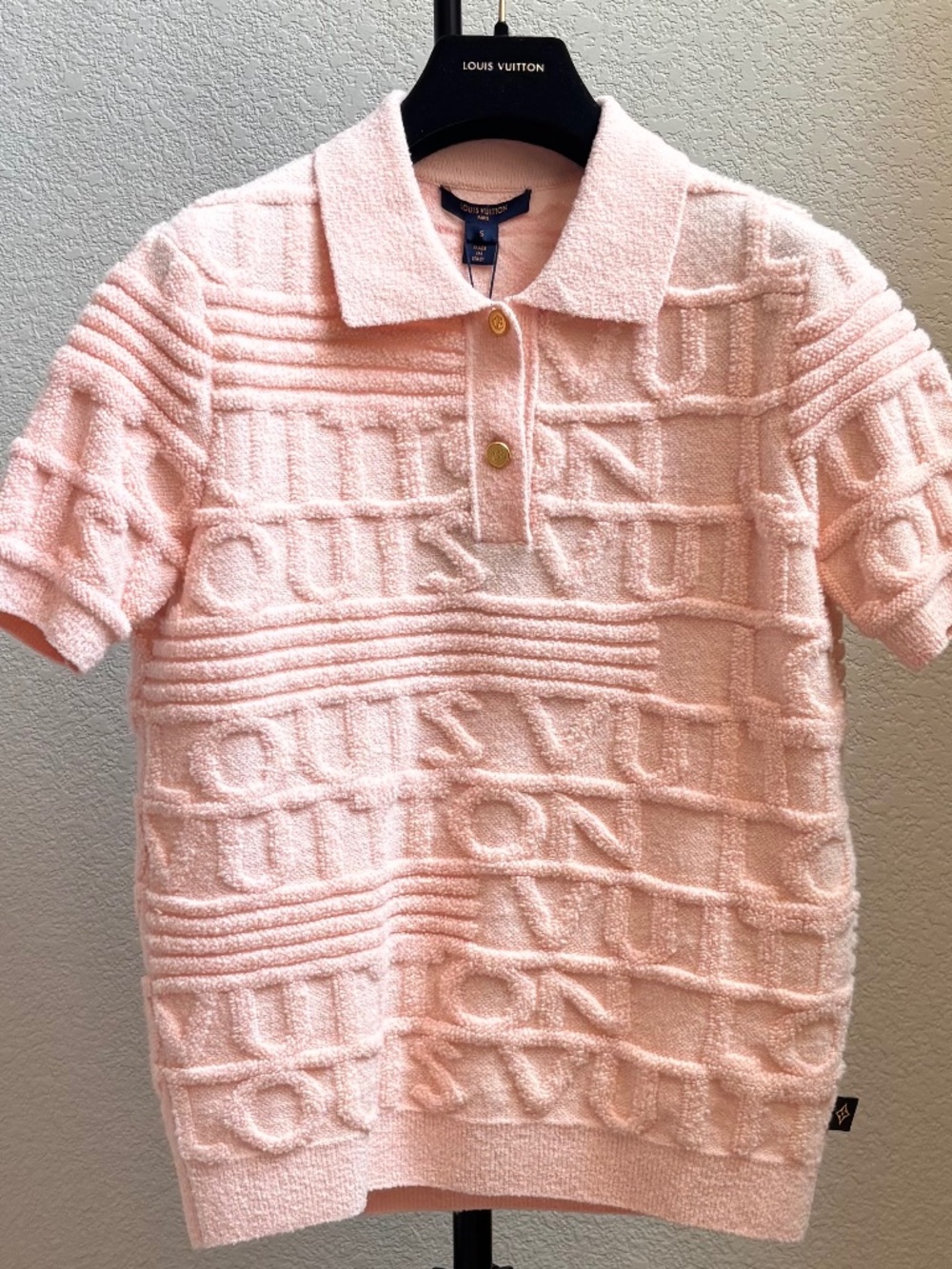 Louis Vuitton Pink Monogram Short Sleeve Polo Top